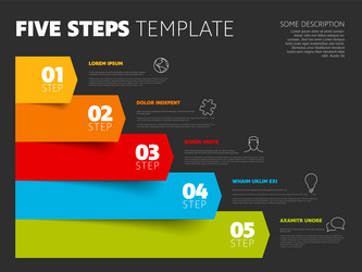 progress five color steps infographic template vector image