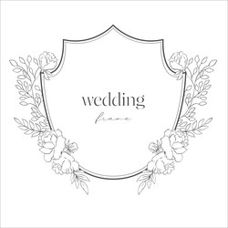 wedding crest with flowers on the white background vector