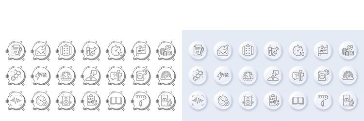 checklist quickstart guide and book line icons vector image