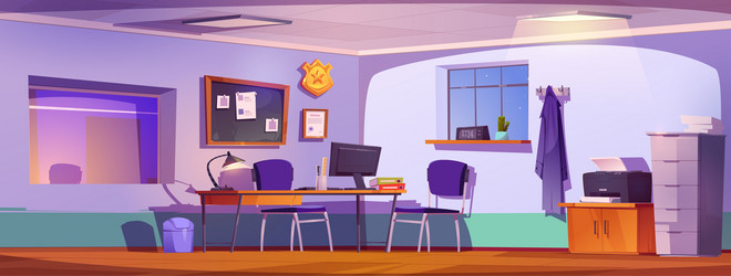 detective office interior at night police cabinet vector