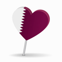 Qatar Flag Heart Map Pointer vector image