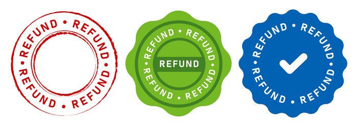 Refund stamp emblem design sticker in red blue vector