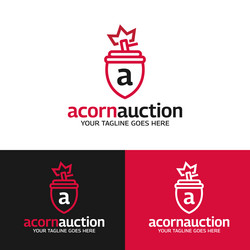 Acorn auction shield logo design template vector