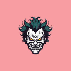 Creepy joker head with a smile face vector