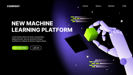 Machine learning platform landing page template vector