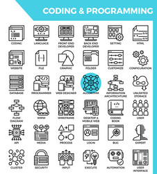 Modern Line Icons: Coding & Programming vector image