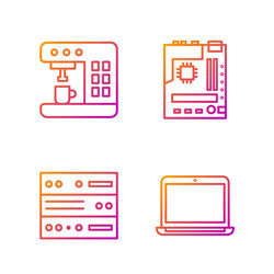 set line laptop server data web hosting coffee vector image