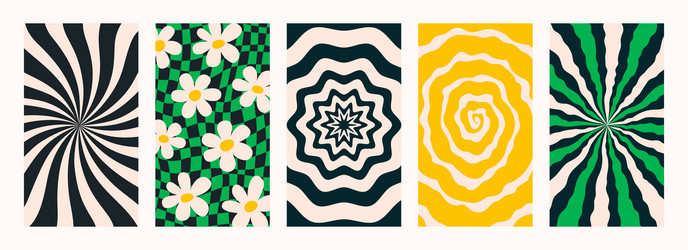 abstract psychedelic retro pattern set groovy vector image