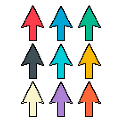 set of arrow pixel icon web cursor click mouse vector image