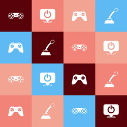 set pop art game controller or joystick power vector image