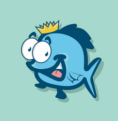 Cute Cartoon King Fish Vector Image