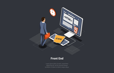 front and back end of development website vector