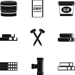 building material icon set simple style vector image
