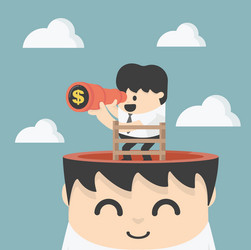 businessman holding binoculars looking for money vector