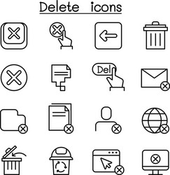 Delete icon in thin line style vector