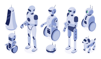 isometric robots digital robotic machines vector image