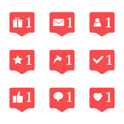 Set of nine notifications in social media vector