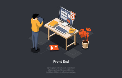 Front and back end of development website vector