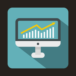 graph on computer screen icon flat style vector image