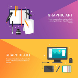 Graphic art concept set of flat style for web vector