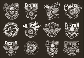 Motorcycle Emblems - Skull & Tools Vector Image