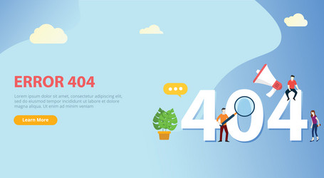 Error 404 page not found website template vector