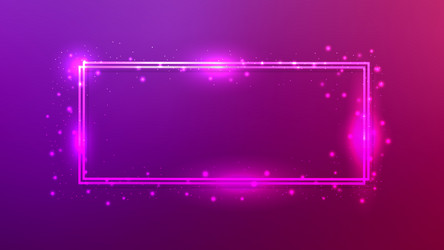 neon double rectangular frame with shining vector image