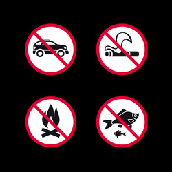 Prohibited signs forbidden round stickers set Vector Image