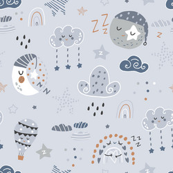 Seamless childish pattern with funny hand drawn Vector Image