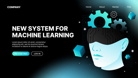 system for machine learning landing web page vector image