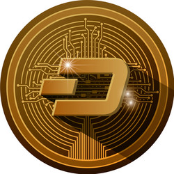 cryptocurrency dash coin with circuit lines vector