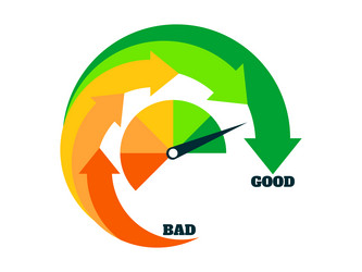 Good rating indicator with arrows from bad vector