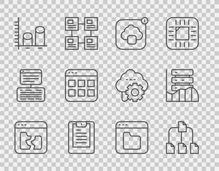 set line broken file folder tree cloud vector image