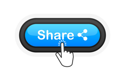 Share blue realistic 3d button isolated on white vector