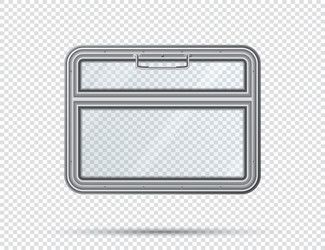 Train window with handle isolated on checkered vector