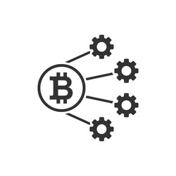 bitcoin icon in flat style blockchain on white vector image