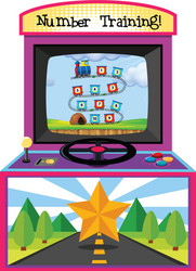 game machine for counting numbers on isolated vector image
