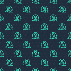 Green line lock icon isolated seamless pattern vector