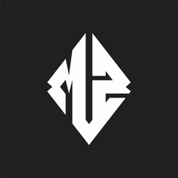 mz logo monogram with sharp square design template vector image