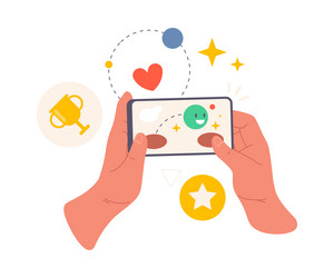playing games on smartphone hands with phone vector image