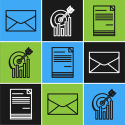 set line envelope document and target with graph vector image