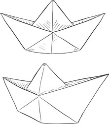 set sketch paper boats vector