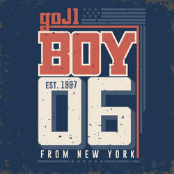 t-shirt graphics - boy from new york city vector