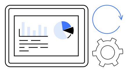 data dashboard with analytics graphs gear icon vector image
