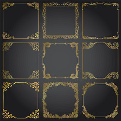 Set of gold decorative borders frame Royalty Free Vector