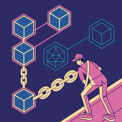 futuristic abstract cubes as blockchain node vector image
