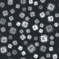 Grey computer processor with microcircuits cpu vector