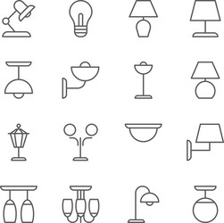 lamp icons thin line style flat design vector image