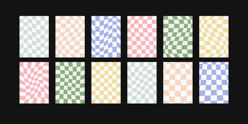 Set of groovy checkered patterns vector