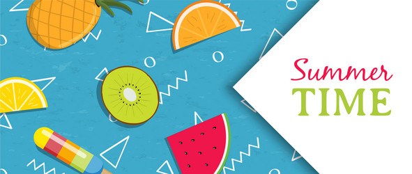 Summer time banner with tropical fruit ice cream vector